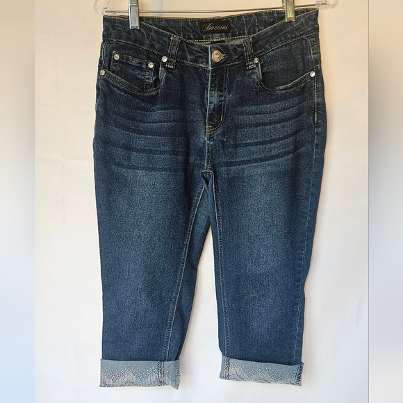 Baccini Rhinestone Embellished Denim Capris – Size 6P - Picture 1 of 9